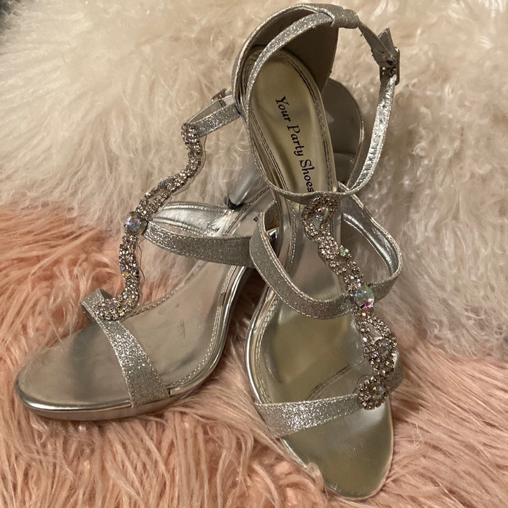 YOUR PARTY SHOES - Silver Embellished Heels